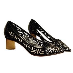 Nicholas Kirkwood Laser cut Suede Leather Metallic Heel Pumps $825 40.5 US 10.5
